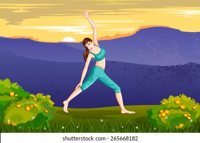 vector illustration of lady practising yoga for wellness