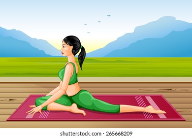 vector illustration of lady practising yoga for wellness