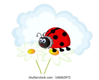 Vector illustration of the ladybird and cloud