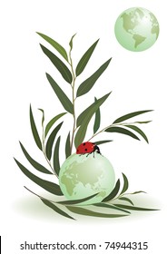 vector illustration of the ladybird and globe