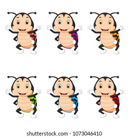 vector illustration of Ladybug with different facial expressions and different color