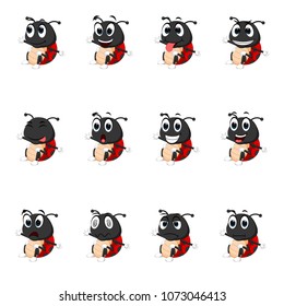 vector illustration of Ladybug with different facial expressions and different color