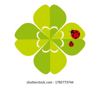 Vector illustration of a ladybug perching on a clover