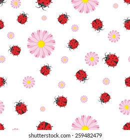 Vector illustration of ladybug seamless pattern