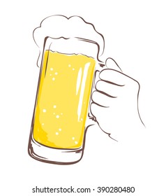 Vector illustration -- lager beer mug in hand