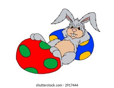vector illustration of a laid back easter bunny