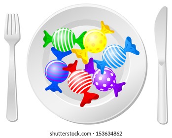 vector illustration of a laid table with candies