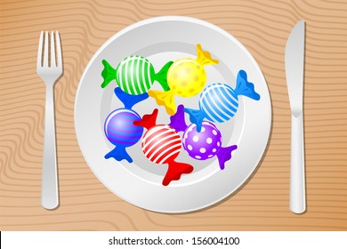 vector illustration of a laid table with candies