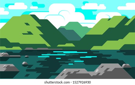 Vector illustration of the Lake District in England.