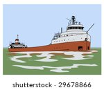 vector illustration of a lake freighter