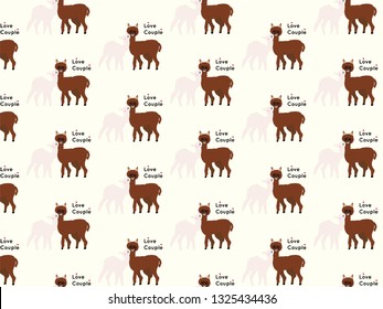 Vector illustration of lama or alpaca . Seamless pattern of Hand draw alpaca. South america's llama illustration pattern for fabric, wallpaper, for kids goods. Cute Alpaca. - Vector