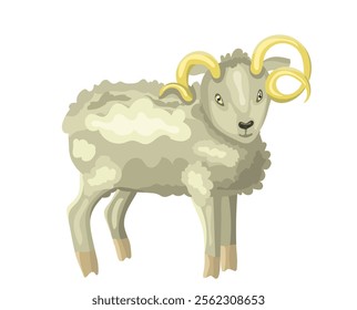 Vector illustration with lamb on white isolated background. domestic animals, farm. cattle, mammals.