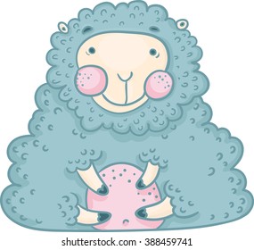vector illustration lamb sheep baby cartoon isolated blue soft cute child