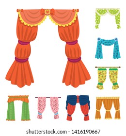 Vector illustration of lambrequin and drapery icon. Set of lambrequin and decoration stock vector illustration.