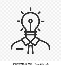 Vector illustration of lamp head icon in dark color and transparent background(png).