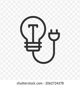 Vector illustration of lamp icon in dark color and transparent background(png).