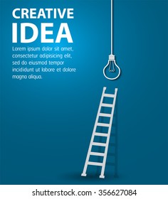 vector illustration. lamp idea. infographics.marketing, victory. Ladder to success. walk. goal. graphic. stair. icon. destination,win ladder to success concept with idea light bulb. leadership concept