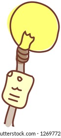 A vector illustration of lamp post with a note