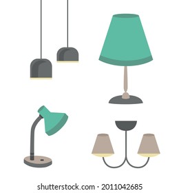Vector illustration lamp. Set thing. Electric.