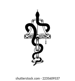ilustración vectorial de una lámpara con una serpiente