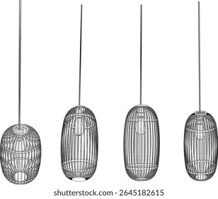 ilustração vetorial de um design de abajur feito de tecelagem tradicional de bambu étnico vintage