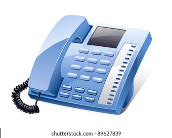 Vector Illustration Of Land Line Phone On White Background