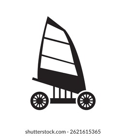 Vector illustration of a land sailing cart silhouette