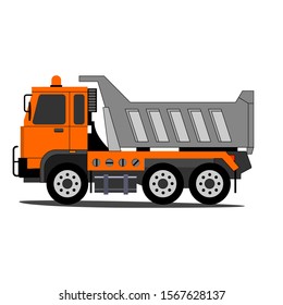 Vector illustration of land transportation dump truck in flat style
