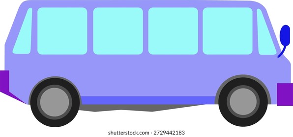 Ilustración vectorial de una herramienta de transporte terrestre en forma de autobús azul con un fondo blanco