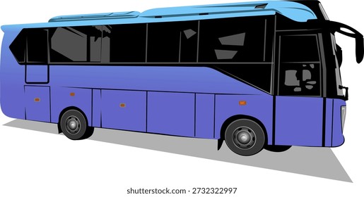 Ilustración vectorial de una herramienta de transporte terrestre en forma de autobús con color azul degradado aislado sobre un fondo blanco