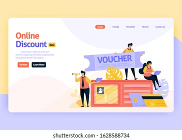 Vector Illustration Landing Page Online Discounts Stock Vector (Royalty ...