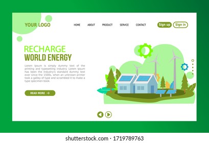 Vector Illustration Landing Page for Renewable Energy
