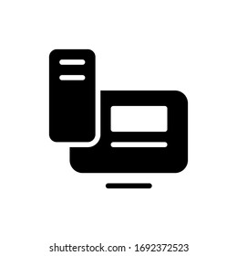 Vector illustration landing page screen icon or logo black color with line design style 