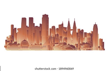 Vector illustration of landmark buildings in Chongqing, China