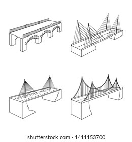 Vector illustration of landmark and structure  logo. Set of landmark and crossing stock symbol for web.