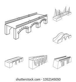 Vector illustration of landmark and structure  sign. Collection of landmark and crossing vector icon for stock.