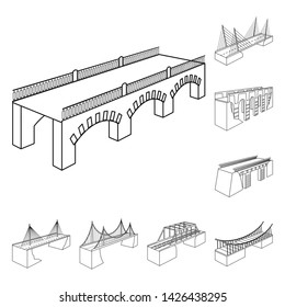 Vector illustration of landmark and structure sign. Set of landmark and crossing stock symbol for web.