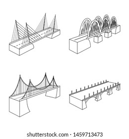 Vector illustration of landmark and structure sign. Collection of landmark and crossing stock vector illustration.