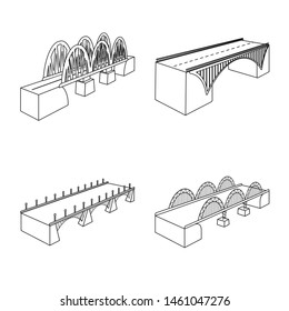 Vector illustration of landmark and structure sign. Set of landmark and crossing vector icon for stock.