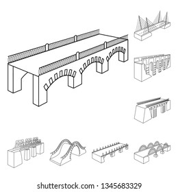 Vector illustration of landmark and structure  symbol. Collection of landmark and crossing stock symbol for web.