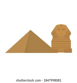 Ilustración vectorial de monumentos de Egipto, Pirámide y Gran Esfinge.