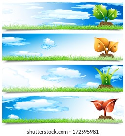 Vector illustration of landscape banners. 