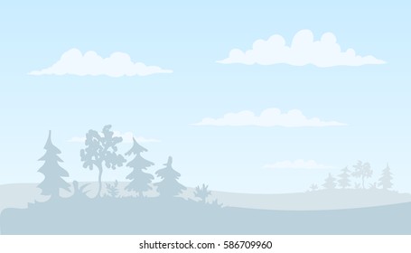 vector illustration landscape with clouds.