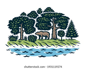 Vector illustration of a landscape. Color version.