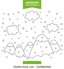 Vector Illustration Of Landscape Coloring Page