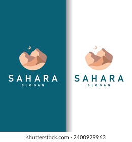 Vector illustration landscape desert logo design with desert hills sand simple