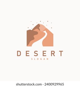 Vector illustration landscape desert logo design with desert hills sand simple