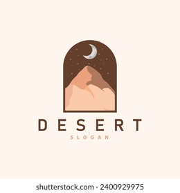 Vector illustration landscape desert logo design with desert hills sand simple
