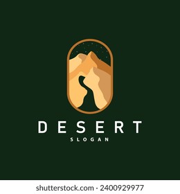 Vector illustration landscape desert logo design with desert hills sand simple