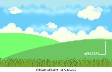 Vector illustration landscape field background with cartoon style. Beautiful green background with cartoon style.